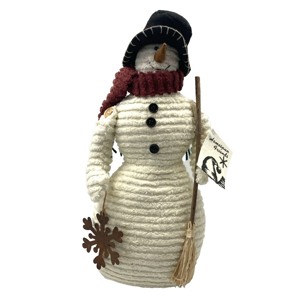 NWT Tall Chenille Top hat Snowman 13.5"‎ Broom And Snowflake